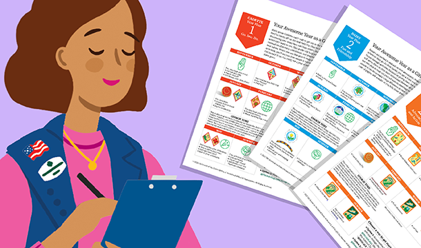 an illustration of a troop leader and the troop year plan PDFs
