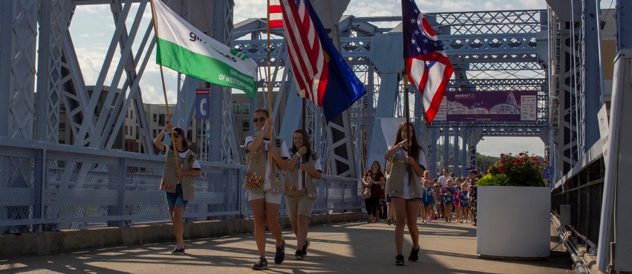  Girl Scouts of Western Ohio's 2018 bridging ceremony held at the Purple People Bridge between Newport, Kentucky and Cincinnati, Ohio. 